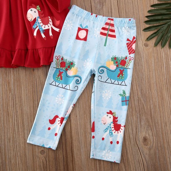 Girl Christmas Long Sleeve Sleeper Pajamas Outfit Clothes Dress Matching Set - Picture 6 of 9